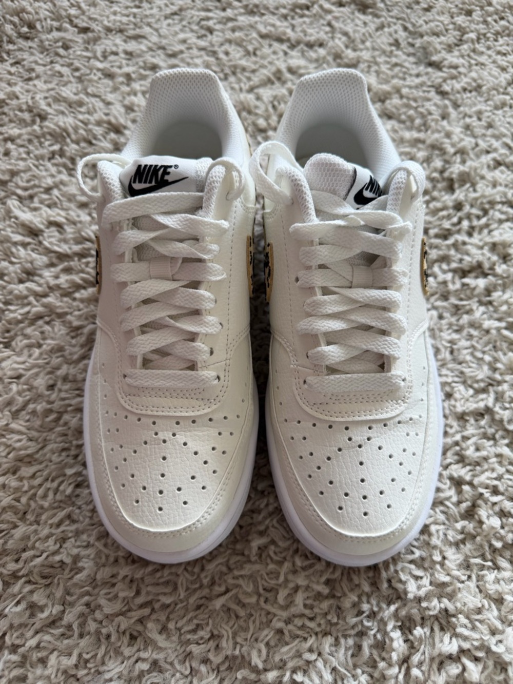 Nike Women’s White Sneakers with Leopard-Print Swoosh Court Vision - Picture 5 of 8
